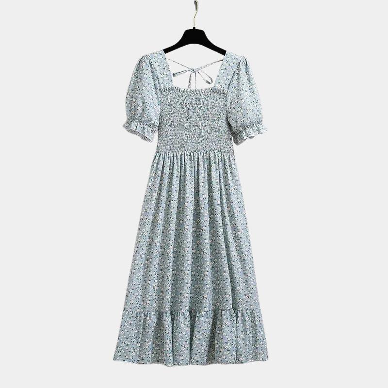 Vestido Amélia – Midi Plissado, Manga Curta