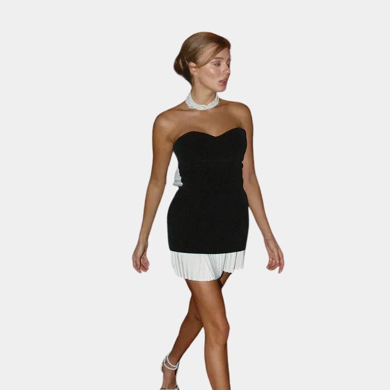 Vestido Mini de Veludo Sem Alças – Elegância